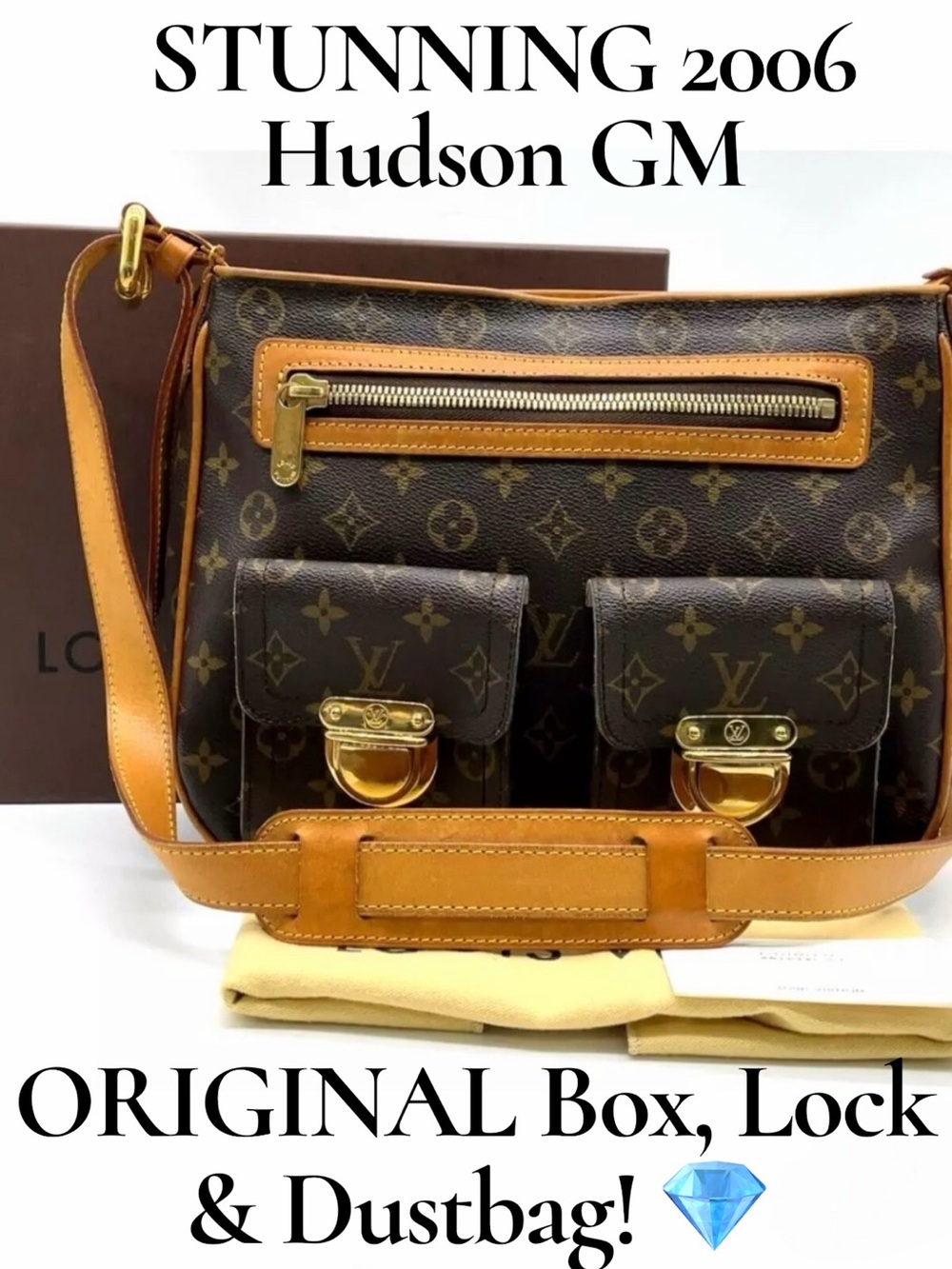 Louis Vuitton Hudson GM w/Box + Dust bag + Lock & Key— Vintage, Stunning